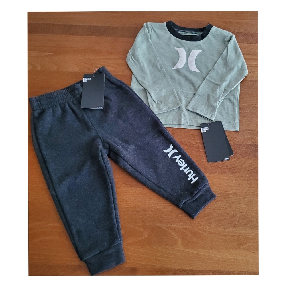 Hurley 2 Piece Set Sz 12 M Grey Green⚡️⚡️⚡️